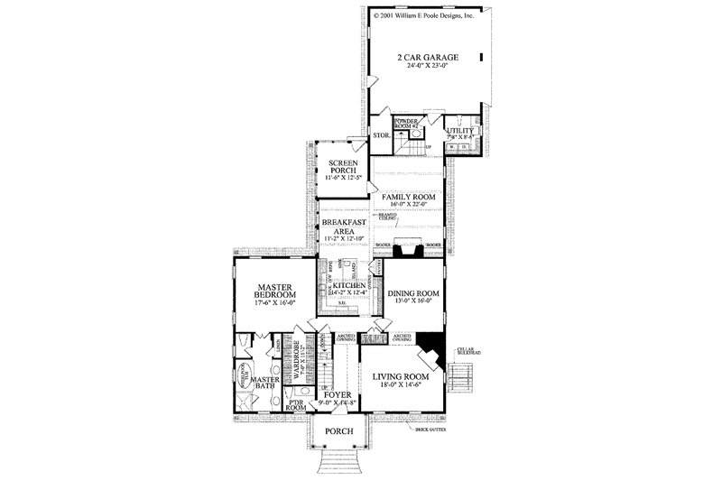 Architectural House Design - Floor Plan - Main Floor for Colonial House Plan #137-355 - 4 bed, 3 bath
