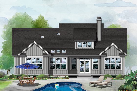 Exterior - Rear Elevation for Farmhouse House Plan #929-1131 - 5 bed, 3 bath