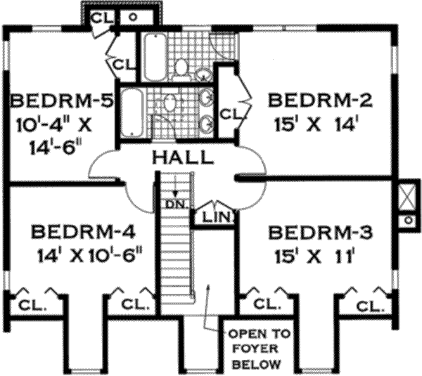 Farmhouse Floor Plan - Upper Floor Plan #3-217