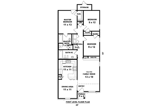 Floor Plan - Main Floor for Cottage House Plan #81-13864 - 3 bed, 2 bath
