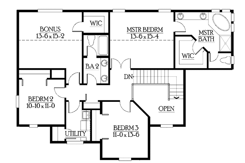 House Plan Design - Floor Plan - Upper Floor for Craftsman House Plan #132-303 - 3 bed, 2.5 bath
