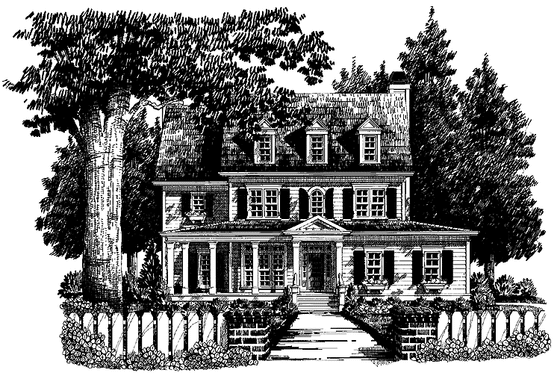 Exterior - Front Elevation 3 for Colonial House Plan #927-280 - 5 bed, 4 bath