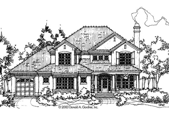 Exterior - Front Elevation 3 for Mediterranean House Plan #929-593 - 4 bed, 2.5 bath