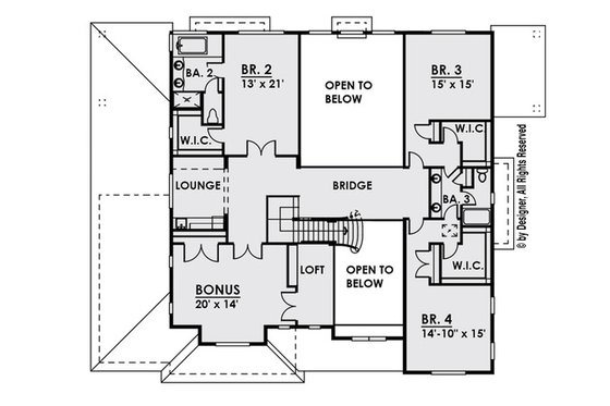 Floor Plan - Upper Floor for Craftsman House Plan #1066-26 - 4 bed, 3.5 bath