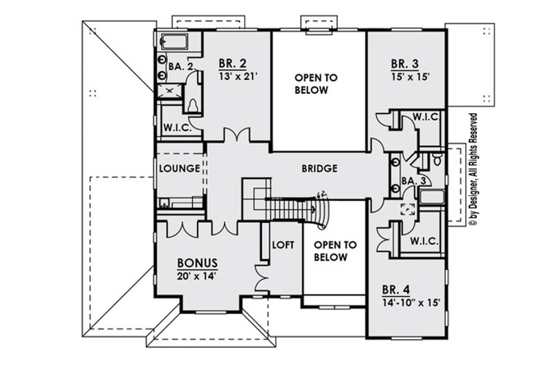 Home Plan - Floor Plan - Upper Floor for Craftsman House Plan #1066-26 - 4 bed, 3.5 bath
