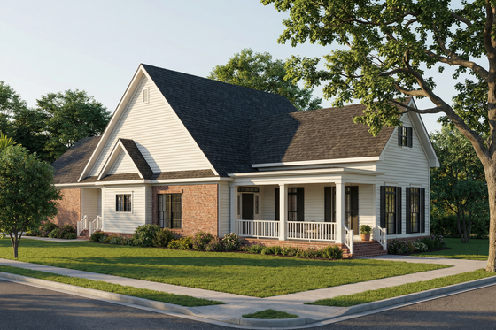 Exterior - Front Elevation for Country House Plan #17-1030 - 3 bed, 2 bath