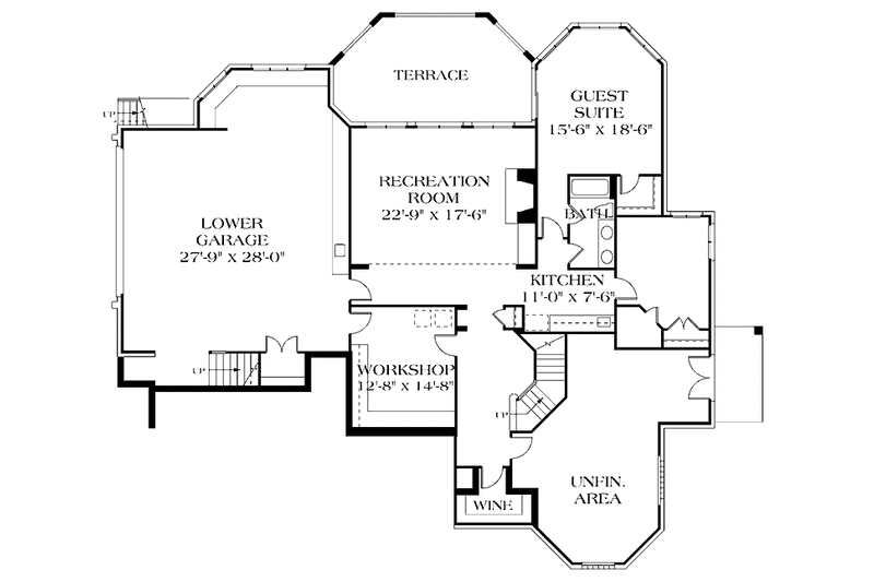 Dream House Plan - Floor Plan - Lower Floor for Traditional House Plan #453-196 - 5 bed, 5.5 bath