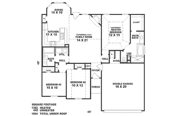 Floor Plan - Main Floor for European House Plan #81-182 - 3 bed, 2 bath