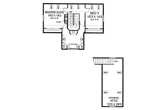 Floor Plan - Upper Floor for Craftsman House Plan #60-724 - 2 bed, 2 bath