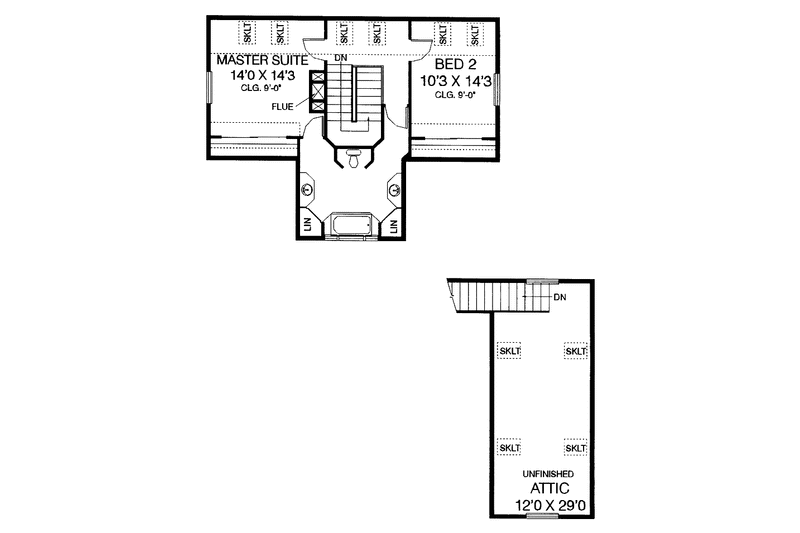 Home Plan - Floor Plan - Upper Floor for Craftsman House Plan #60-724 - 2 bed, 2 bath