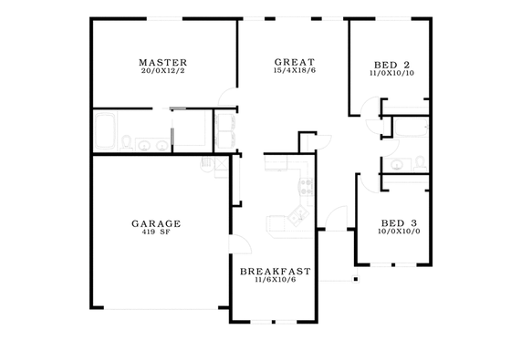 Floor Plan - Main Floor for Country House Plan #943-39 - 3 bed, 2 bath