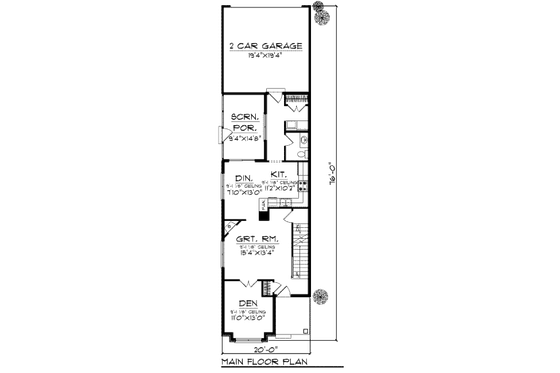 Floor Plan - Main Floor for Craftsman House Plan #70-964 - 2 bed, 2.5 bath
