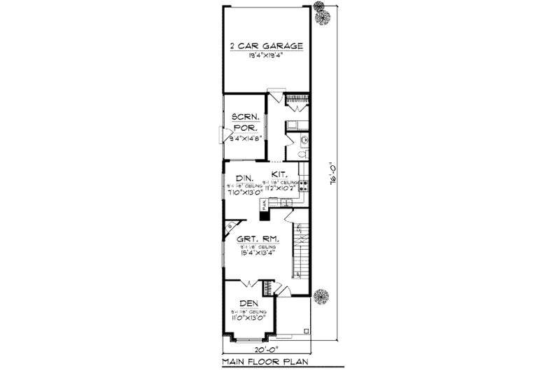 House Design - Floor Plan - Main Floor for Craftsman House Plan #70-964 - 2 bed, 2.5 bath