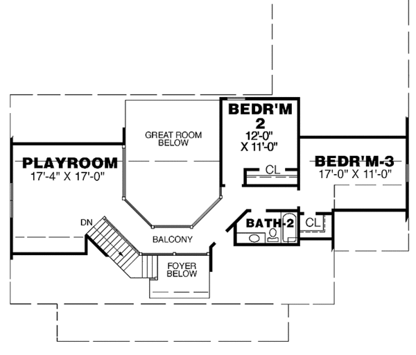 Home Plan - Colonial Floor Plan - Upper Floor Plan #34-250