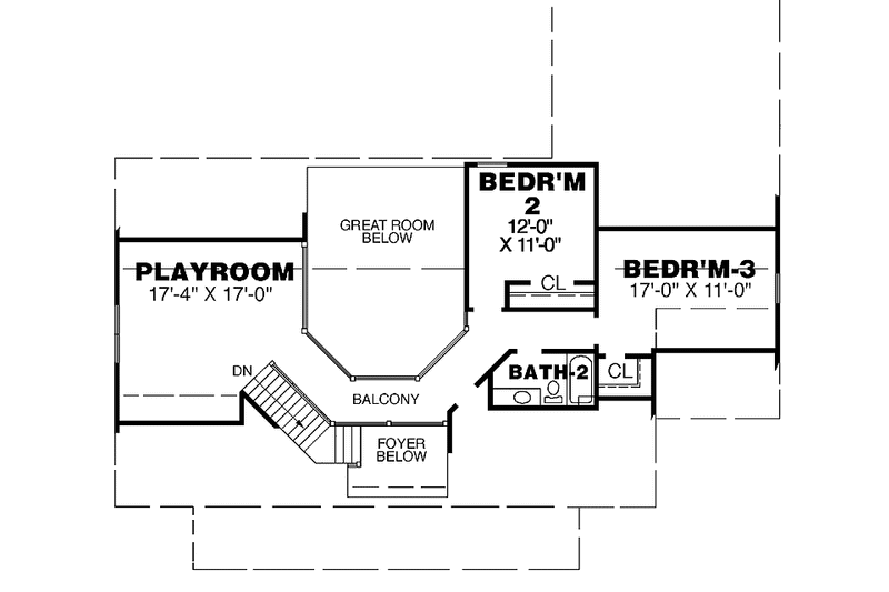 Home Plan - Floor Plan - Upper Floor for Colonial House Plan #34-250 - 3 bed, 2.5 bath