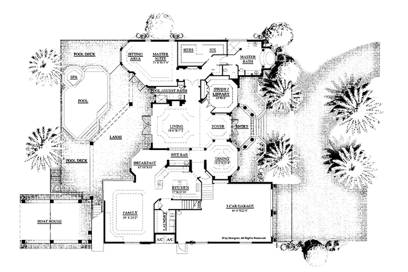 Dream House Plan - Floor Plan - Main Floor for Mediterranean House Plan #1017-67 - 4 bed, 5 bath