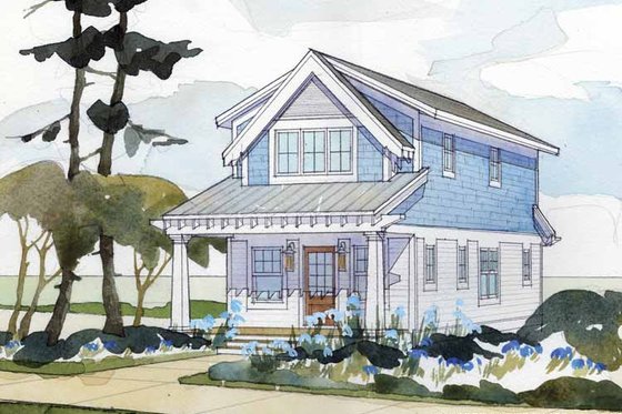 Exterior - Front Elevation 3 for Craftsman House Plan #928-174 - 2 bed, 1.5 bath