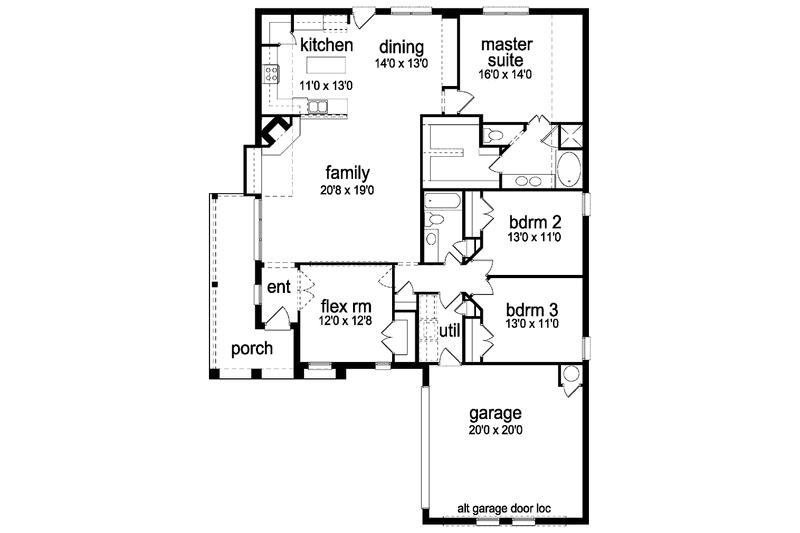 Dream House Plan - Floor Plan - Main Floor for Ranch House Plan #84-755 - 3 bed, 2 bath