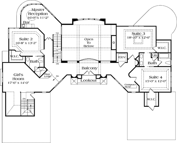 House Plan Design - Mediterranean Floor Plan - Upper Floor Plan #453-202