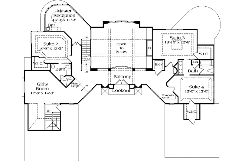 Dream House Plan - Floor Plan - Upper Floor for Mediterranean House Plan #453-202 - 5 bed, 5.5 bath