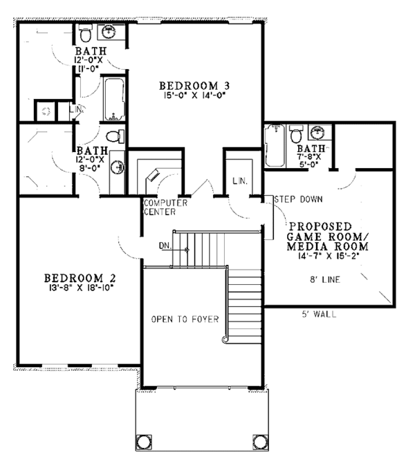House Plan Design - Classical Floor Plan - Upper Floor Plan #17-2684