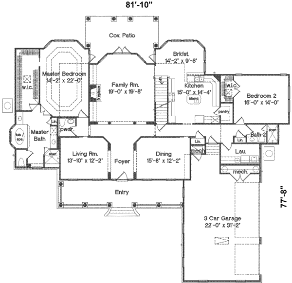 Southern Floor Plan - Main Floor Plan #135-122