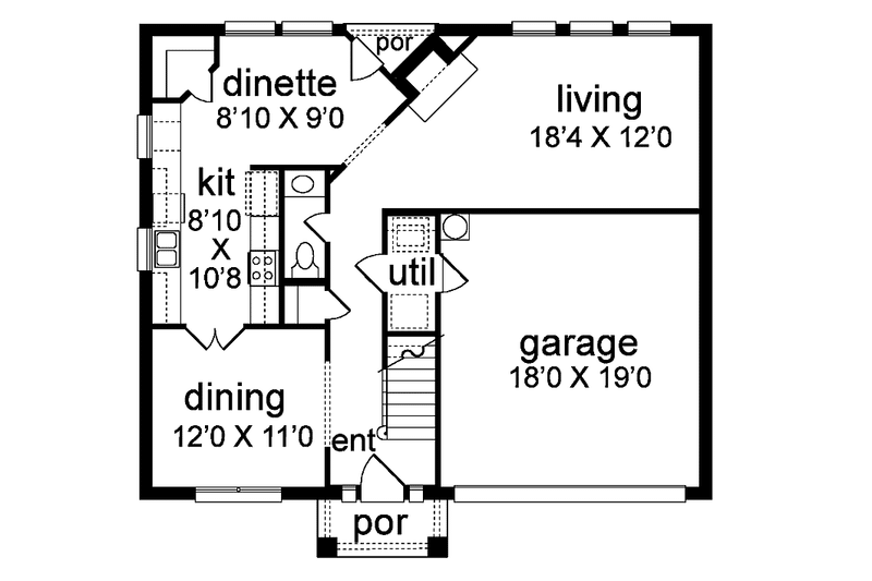 Architectural House Design - Floor Plan - Main Floor for Traditional House Plan #84-765 - 3 bed, 2.5 bath