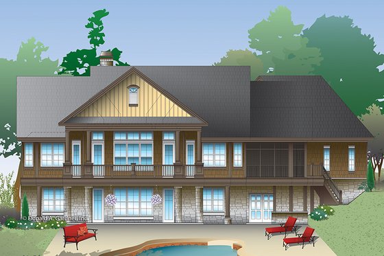 Exterior - Rear Elevation 2 for Cottage House Plan #929-992 - 4 bed, 4 bath