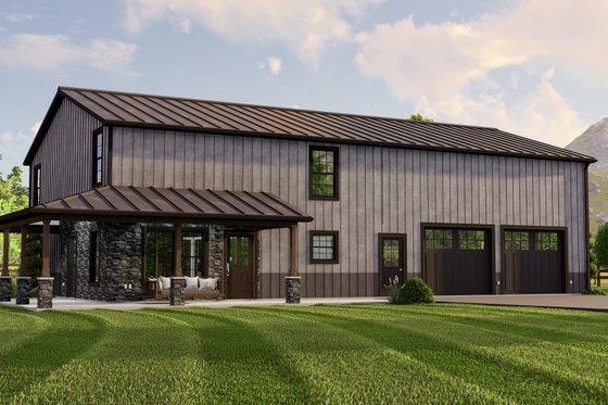 Barndominium Floor Plan with Wraparound Porch