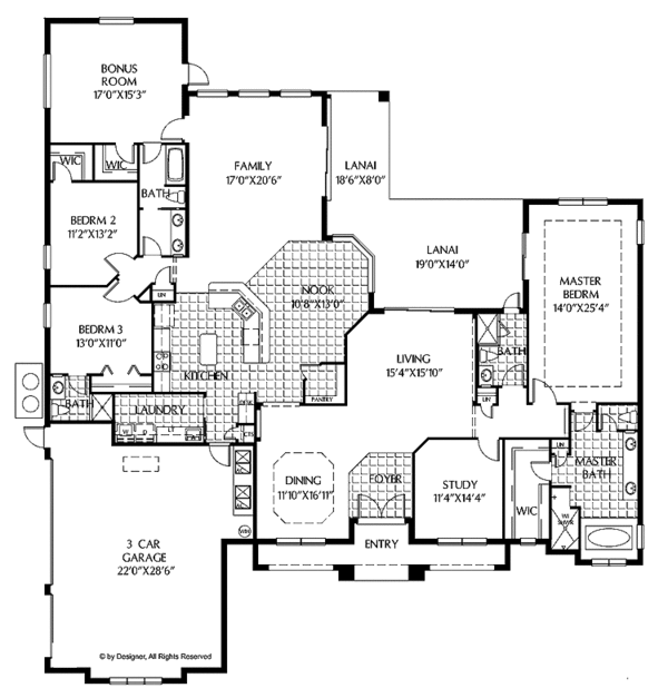 Architectural House Design - Mediterranean Floor Plan - Main Floor Plan #999-119