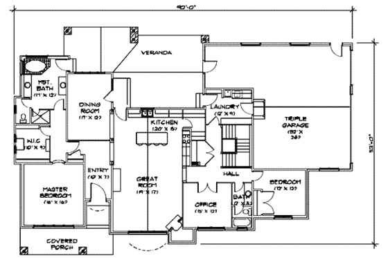 Floor Plan - Main Floor for Country House Plan #5-150 - 4 bed, 3 bath