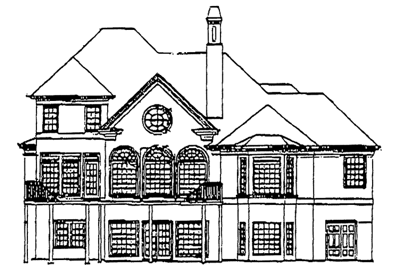 Home Plan - Exterior - Rear Elevation for European House Plan #429-74 - 4 bed, 3.5 bath