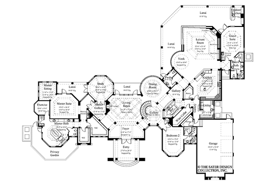 Floor Plan - Main Floor for Mediterranean House Plan #930-330 - 4 bed, 4.5 bath