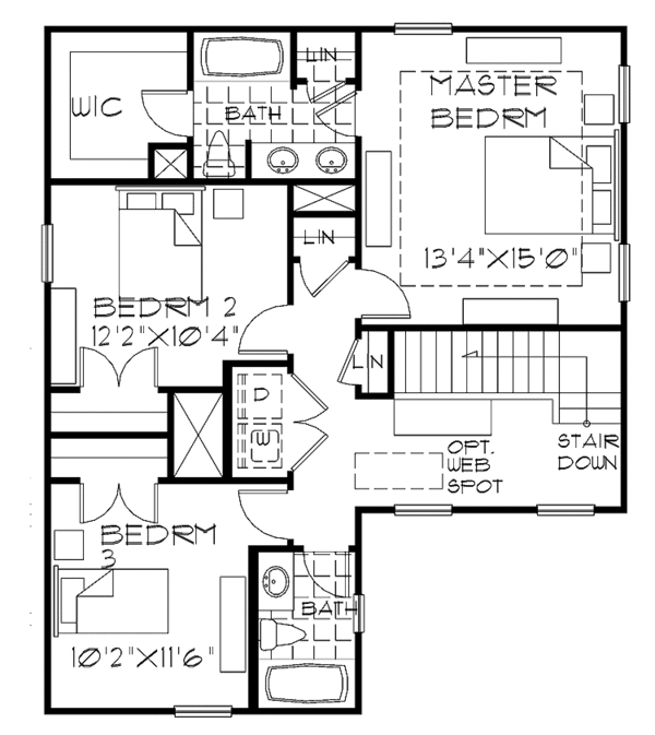 Home Plan - Colonial Floor Plan - Upper Floor Plan #999-154