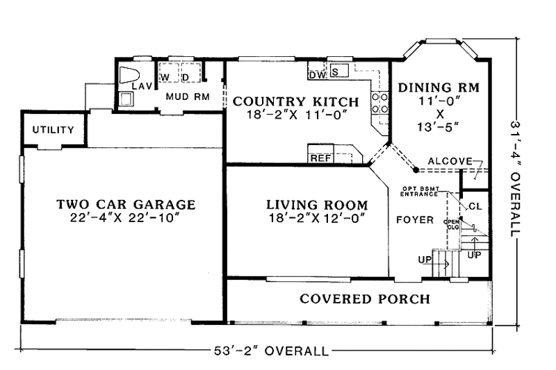 Dream House Plan - Floor Plan - Main Floor for Country House Plan #456-107 - 3 bed, 2.5 bath