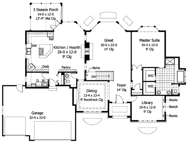 House Plan Design - Traditional Floor Plan - Main Floor Plan #51-783