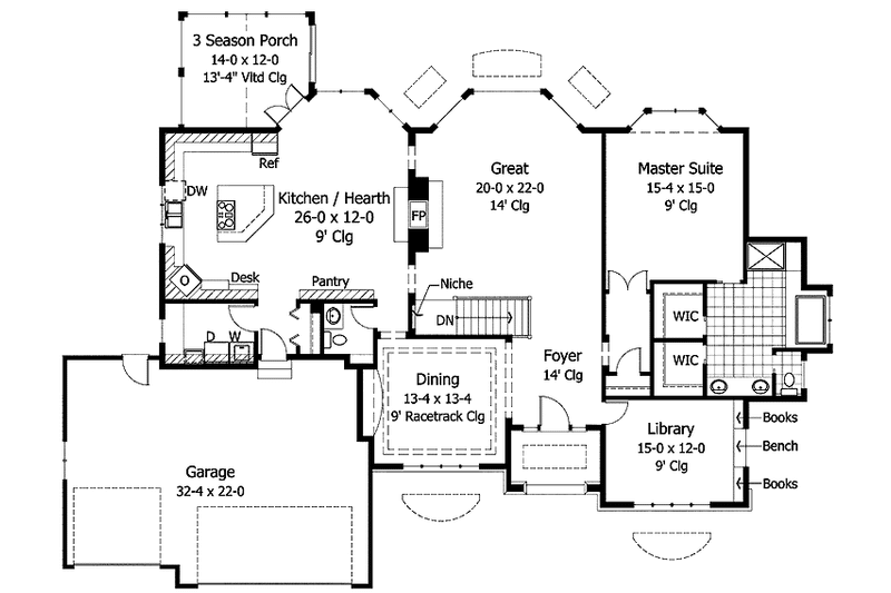 Home Plan - Floor Plan - Main Floor for Traditional House Plan #51-783 - 3 bed, 2.5 bath