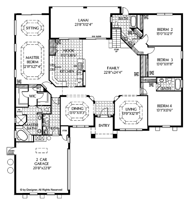 Architectural House Design - Mediterranean Floor Plan - Main Floor Plan #999-143