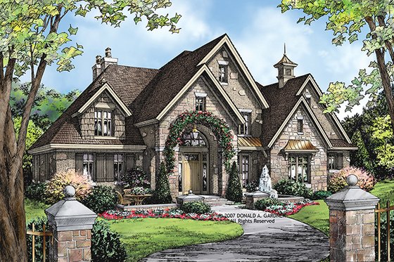 Exterior - Front Elevation 3 for European House Plan #929-915 - 4 bed, 3.5 bath