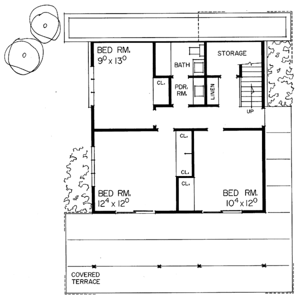 House Blueprint - Contemporary Floor Plan - Upper Floor Plan #72-537