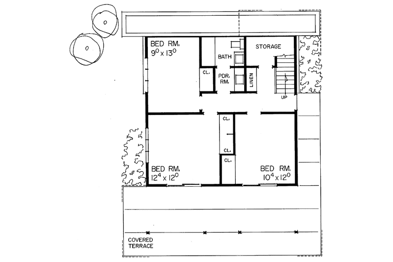 Home Plan - Floor Plan - Upper Floor for Contemporary House Plan #72-537 - 3 bed, 0 bath