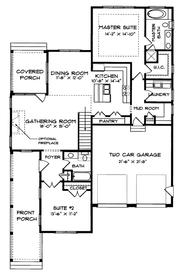 House Plan Design - Craftsman Floor Plan - Main Floor Plan #413-897