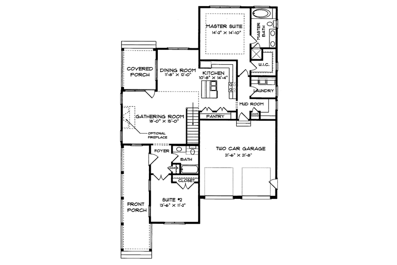 Home Plan - Floor Plan - Main Floor for Craftsman House Plan #413-897 - 3 bed, 3 bath