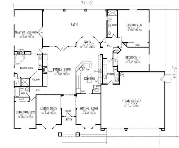 Adobe / Southwestern Floor Plan - Main Floor Plan #1-714