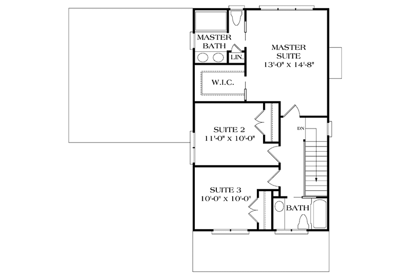 Home Plan - Floor Plan - Upper Floor for Classical House Plan #453-206 - 3 bed, 2.5 bath