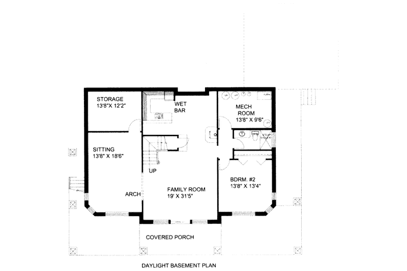 Architectural House Design - Floor Plan - Lower Floor for Bungalow House Plan #117-623 - 3 bed, 3 bath