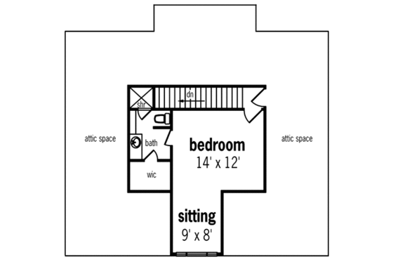 Floor Plan - Upper Floor for Southern House Plan #45-315 - 2 bed, 2.5 bath