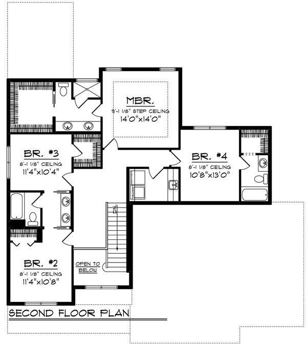 Dream House Plan - Craftsman Floor Plan - Upper Floor Plan #70-1250