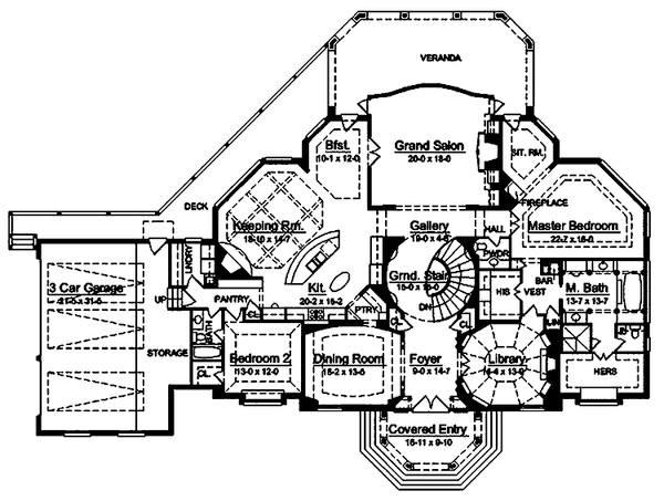 Architectural House Design - Floor Plan - Main Floor for Country House Plan #119-398 - 5 bed, 4 bath