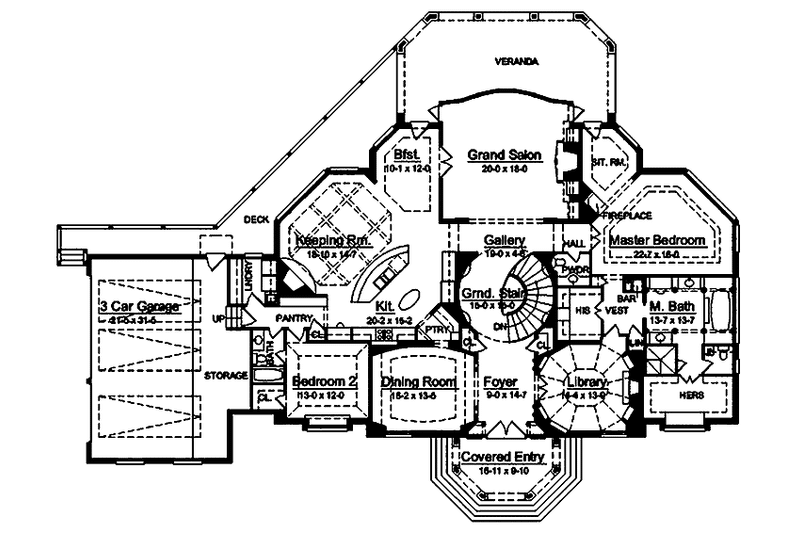 Architectural House Design - Floor Plan - Main Floor for Country House Plan #119-398 - 5 bed, 4 bath